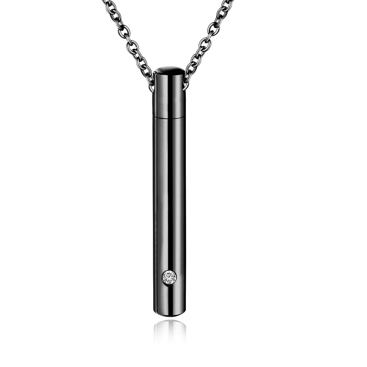 Memorial Necklace for Loved Ones & Pets – Elegant Cylinder Urn Pendant with Perfume Vial, Keepsake Jewelry for Ashes & Fragrance