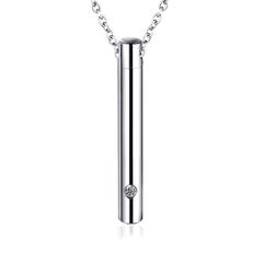 Memorial Necklace for Loved Ones & Pets – Elegant Cylinder Urn Pendant with Perfume Vial, Keepsake Jewelry for Ashes & Fragrance