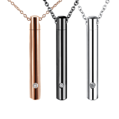 Memorial Necklace for Loved Ones & Pets – Elegant Cylinder Urn Pendant with Perfume Vial, Keepsake Jewelry for Ashes & Fragrance