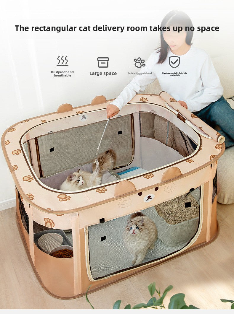 Animal-Shaped Cat Maternity Ward Foldable Storage Cat Nest for Pregnant Cats Rectangular Space-Saving Small Dog Tent