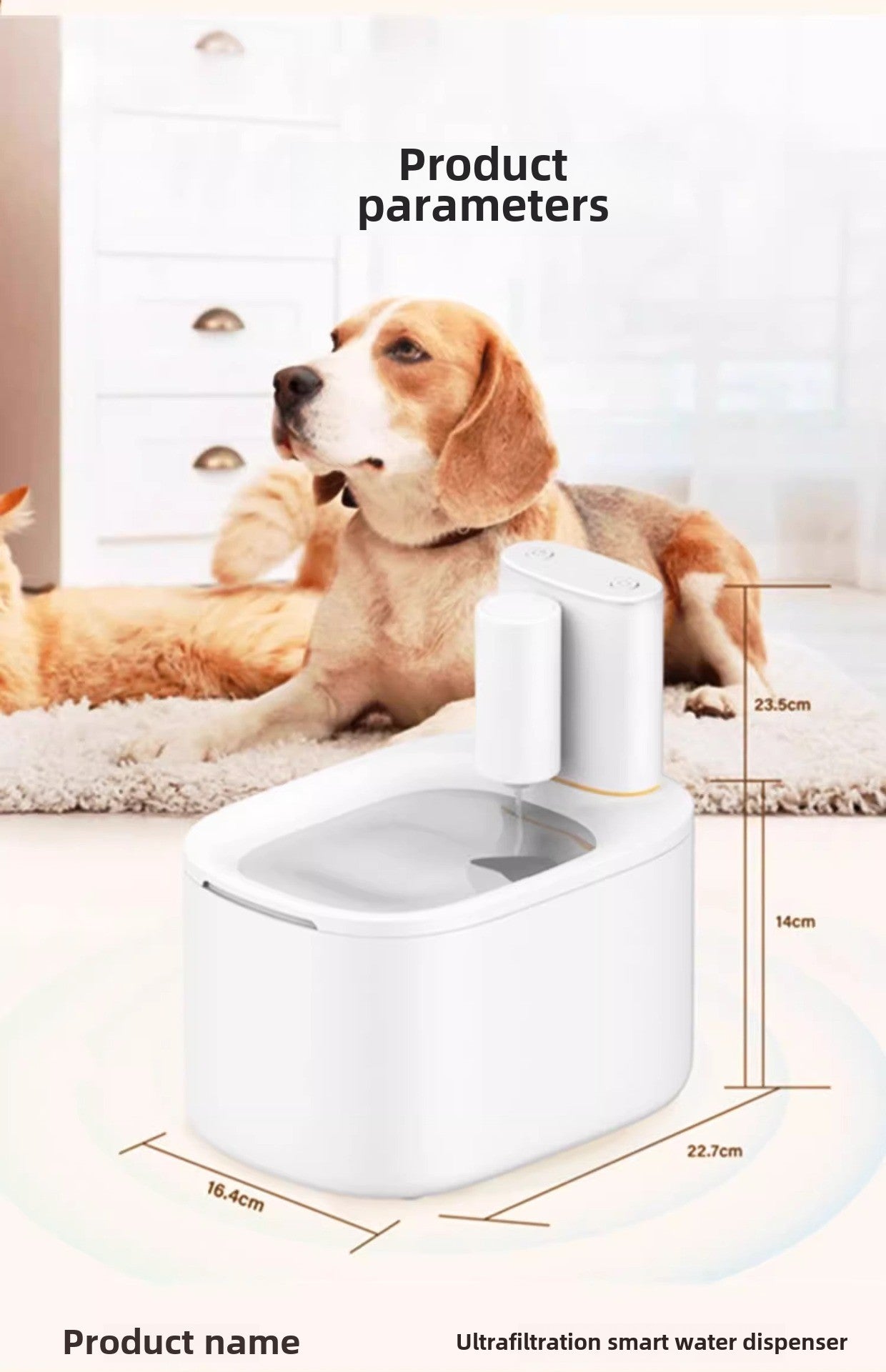 Smart Cat Water Dispenser Wireless Automatic Filter Cartridge Circulating Flowing Water Non-Electric Pet Water Feeder